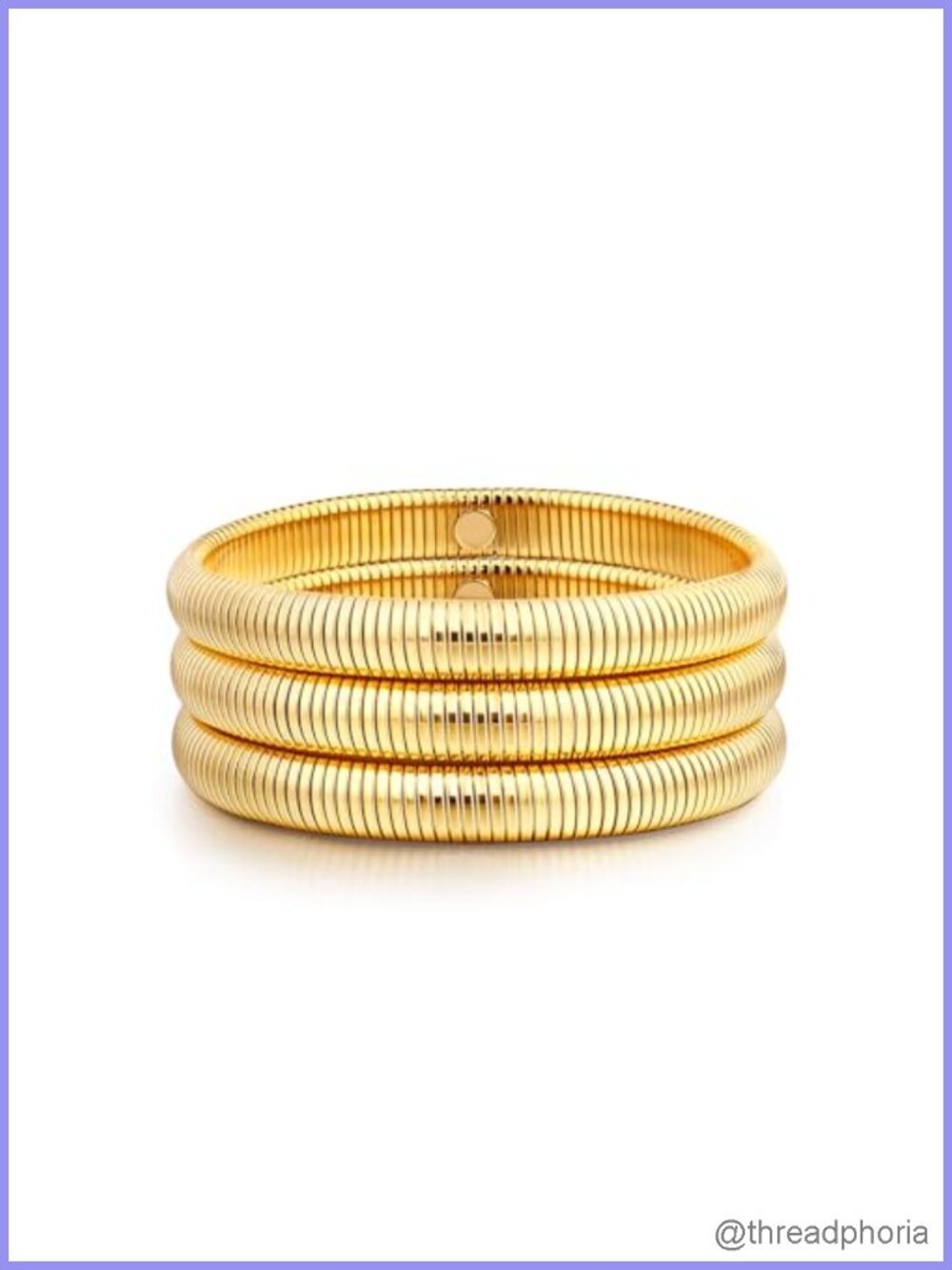14k Gold Plated Stainless Steel Bangle Bracelet Set, Chunky Stackable Snake